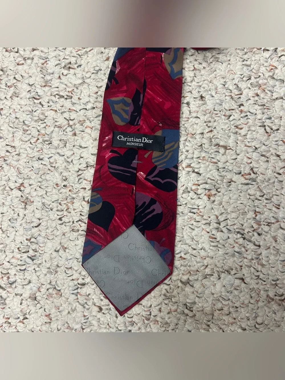 Christian Dior Monsieur Men's Vintage Silk Tie Spade Heart Made In USA Red 4x59